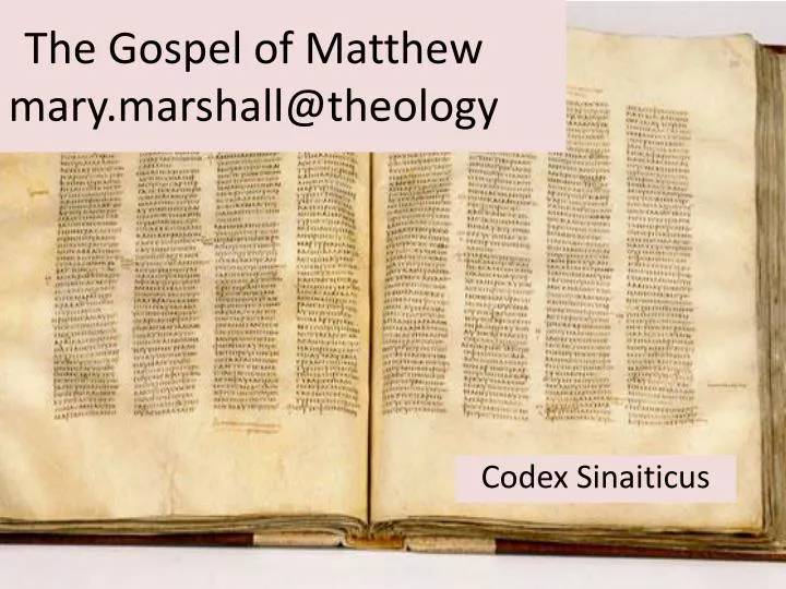 the gospel of matthew mary marshall@theology