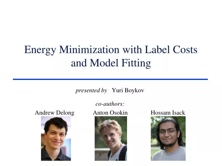 energy minimization with label costs and model fitting
