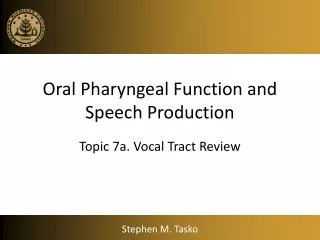 Oral Pharyngeal Function and Speech Production