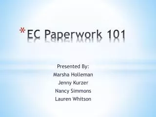 EC Paperwork 101