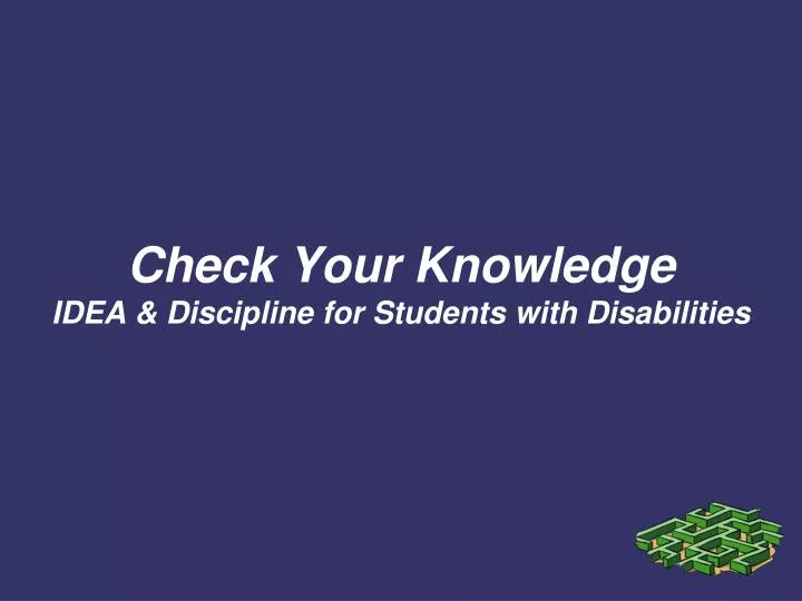 check your knowledge idea discipline for students with disabilities