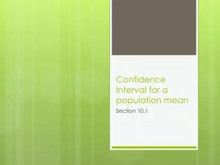 Confidence Interval for a population mean