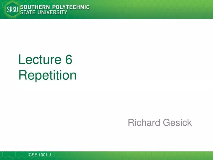 lecture 6 repetition