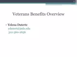 Veterans Benefits Overview