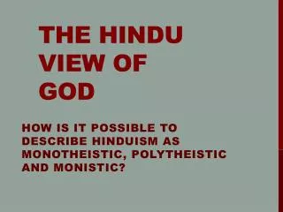 The Hindu View of God
