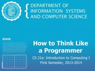 How to Think Like a Programmer
