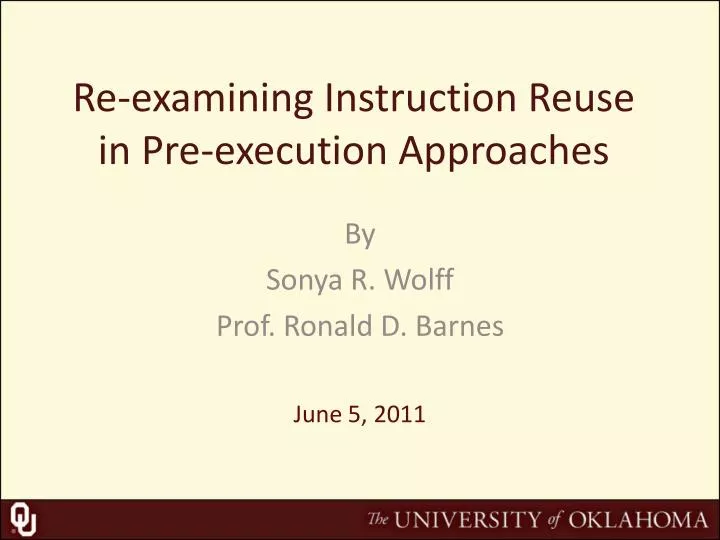 re examining instruction reuse in pre execution approaches