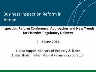 Business Inspection Reform in Jordan