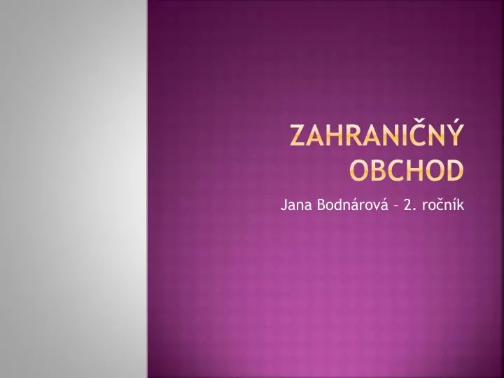 zahrani n obchod