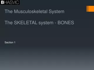 The Musculoskeletal System The SKELETAL system - BONES