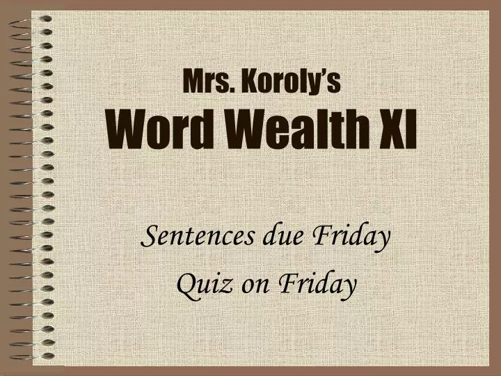 mrs koroly s word wealth xi