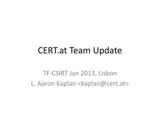 CERT.at Team Update