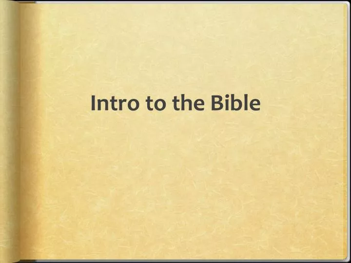 intro to the bible