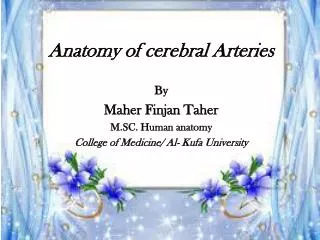 Anatomy of cerebral Arteries By Maher Finjan Taher M.SC. Human anatomy
