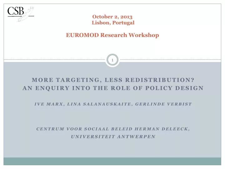 october 2 2013 lisbon portugal euromod research workshop