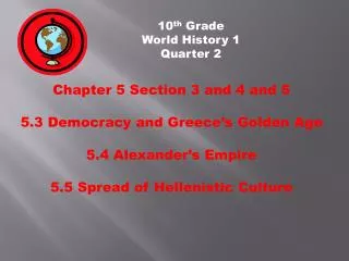 10 th Grade World History 1 Quarter 2