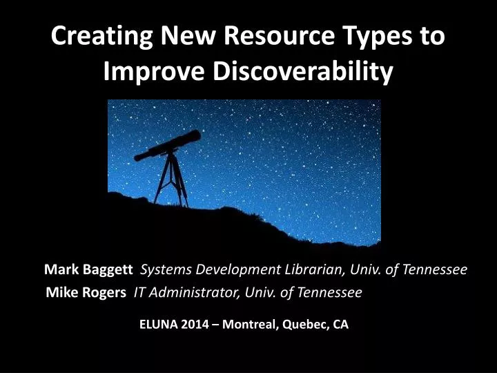 creating new resource types to improve discoverability