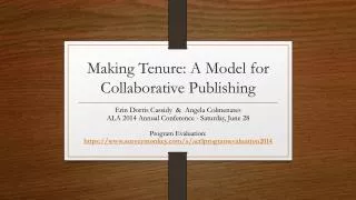 Making Tenure: A Model for Collaborative Publishing