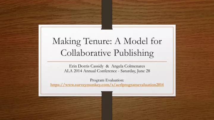 making tenure a model for collaborative publishing