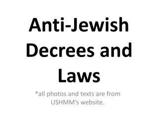 Anti-Jewish Decrees and Laws