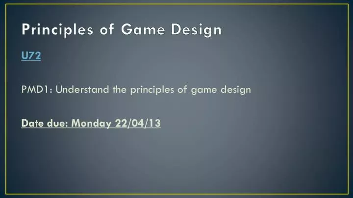principles of game design