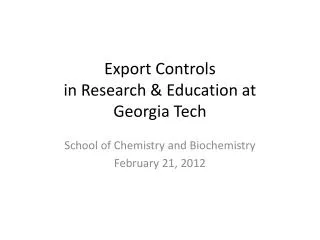 export controls in research education at georgia tech