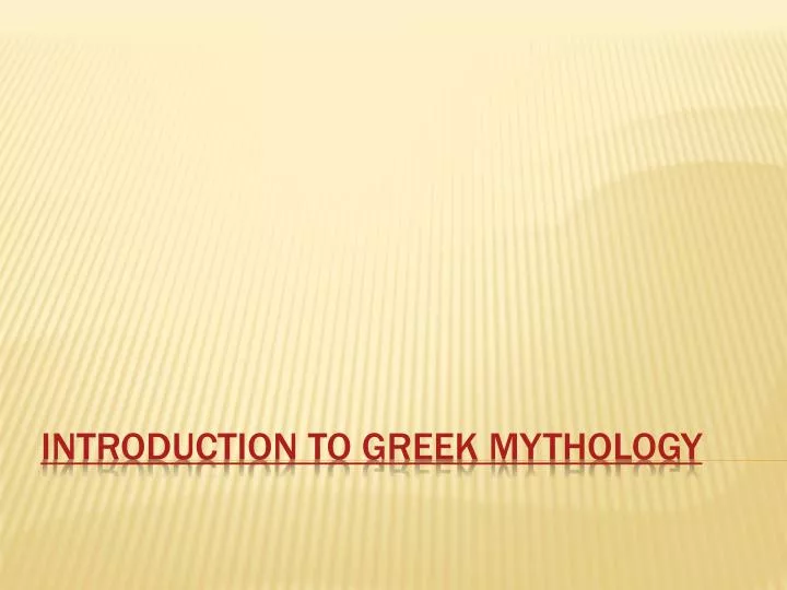 introduction to greek mythology