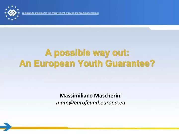 a possible way out an european youth guarantee