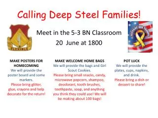 Calling Deep Steel Families!