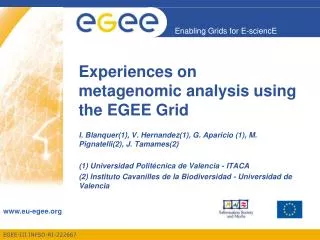 Experiences on metagenomic analysis using the EGEE Grid