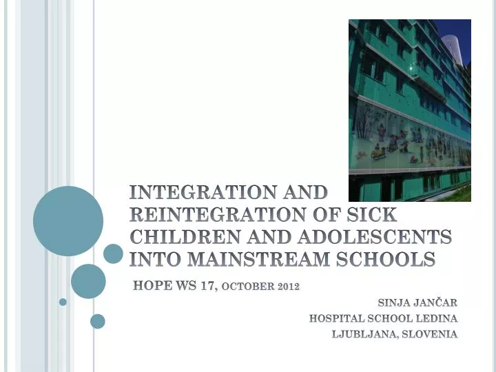 integration and reintegration of sick children and adolescents into mainstream school s