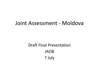Joint Assessment - Moldova