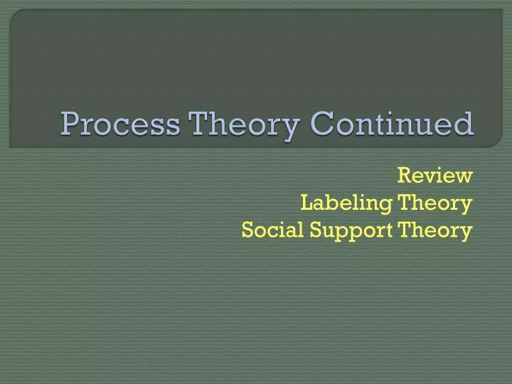 process theory continued