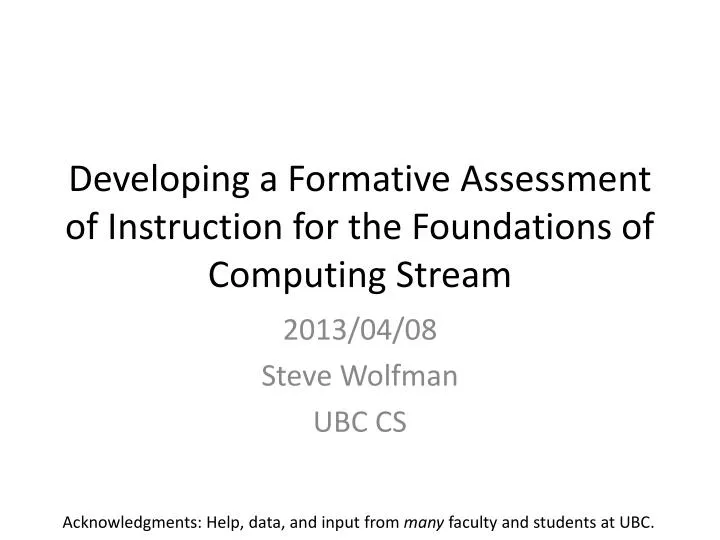 developing a formative assessment of instruction for the foundations of computing stream
