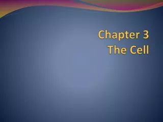 Chapter 3 The Cell