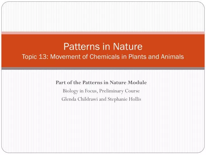 patterns in nature topic 13 movement of chemicals in plants and animals