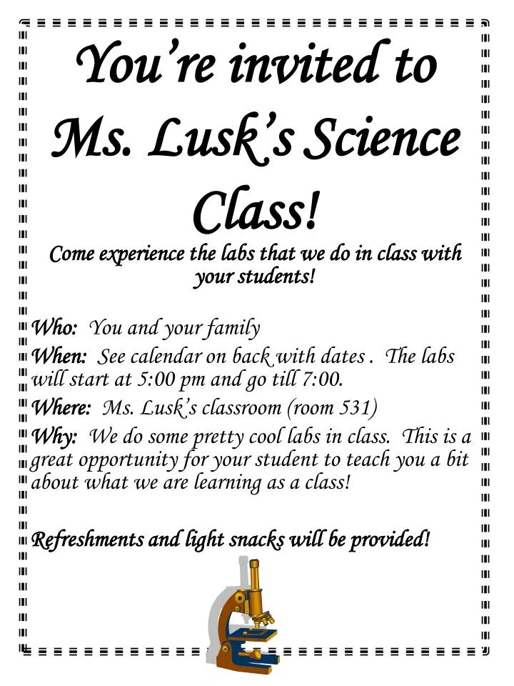you re invited to ms lusk s science class