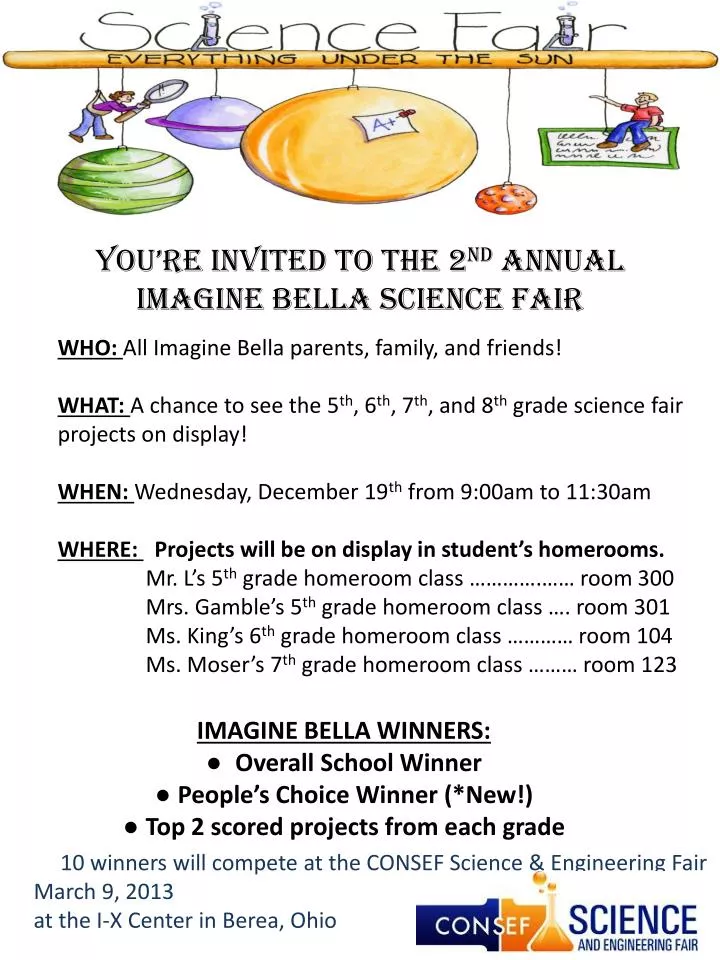 you re invited to the 2 nd annual imagine bella science fair