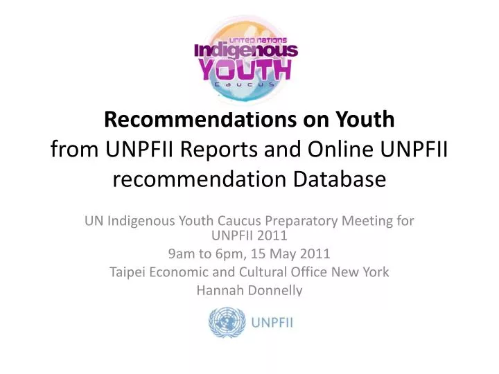 recommendations on y outh from unpfii reports and online unpfii recommendation database