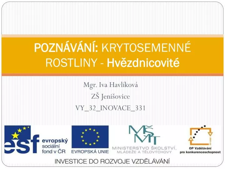 pozn v n krytosemenn rostliny hv zdnicovit