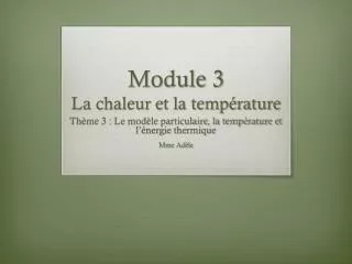 module 3 la chaleur et la temp rature