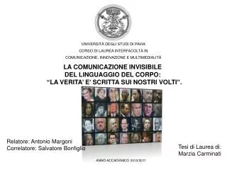 UNIVERSITÀ DEGLI STUDI DI PAVIA CORSO DI LAUREA INTERFACOLTÀ IN