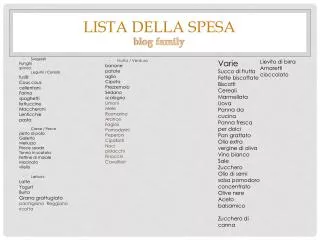 LISTA DELLA SPESA blog family