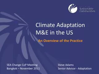 Climate Adaptation M&amp;E in the US