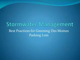 Stormwater Management