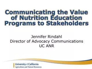Communicating the Value of Nutrition Education Programs to Stakeholders