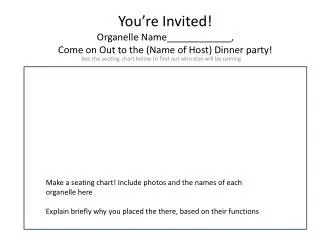 You’re Invited! Organelle Name____________, Come on Out to the (Name of Host) Dinner party!