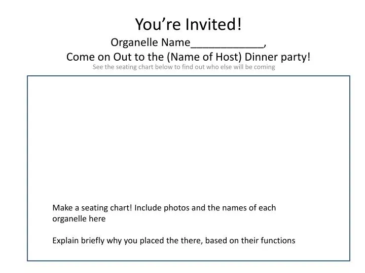 you re invited organelle name come on out to the name of host dinner party