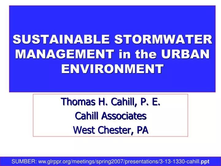 sustainable stormwater management in the urban environment