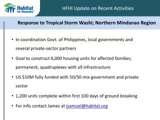 Response to Tropical Storm Washi ; Northern Mindanao Region